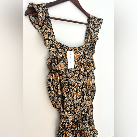 Baltic Born Black & Marigold Floral Ruffle Strap Jumpsuit | Size: Large | NWT - Picture 8 of 15